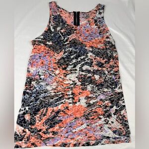 Relativity Abstract Print Tank Top - Black, Orange, Purple